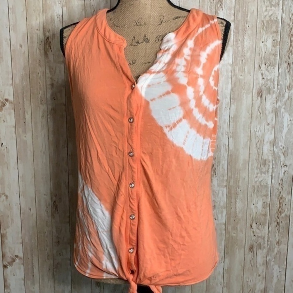 🌖 INC International Concepts Tie Dye Sleeveless Tie Front Top
